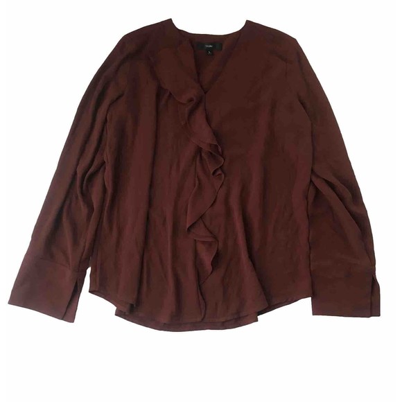 Mossimo Ruffle Front Blouse Burgundy Large - Picture 4 of 11